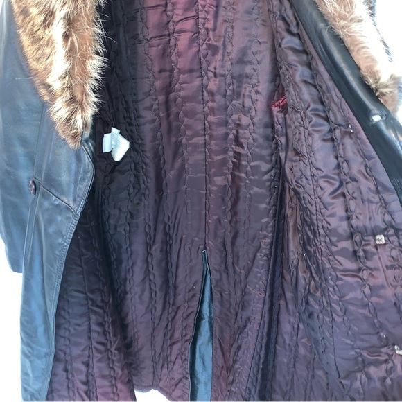 Vintage Leather Attic Penny Lane Jacket Black and Brown Fur Collar 46 - Picture 6 of 15